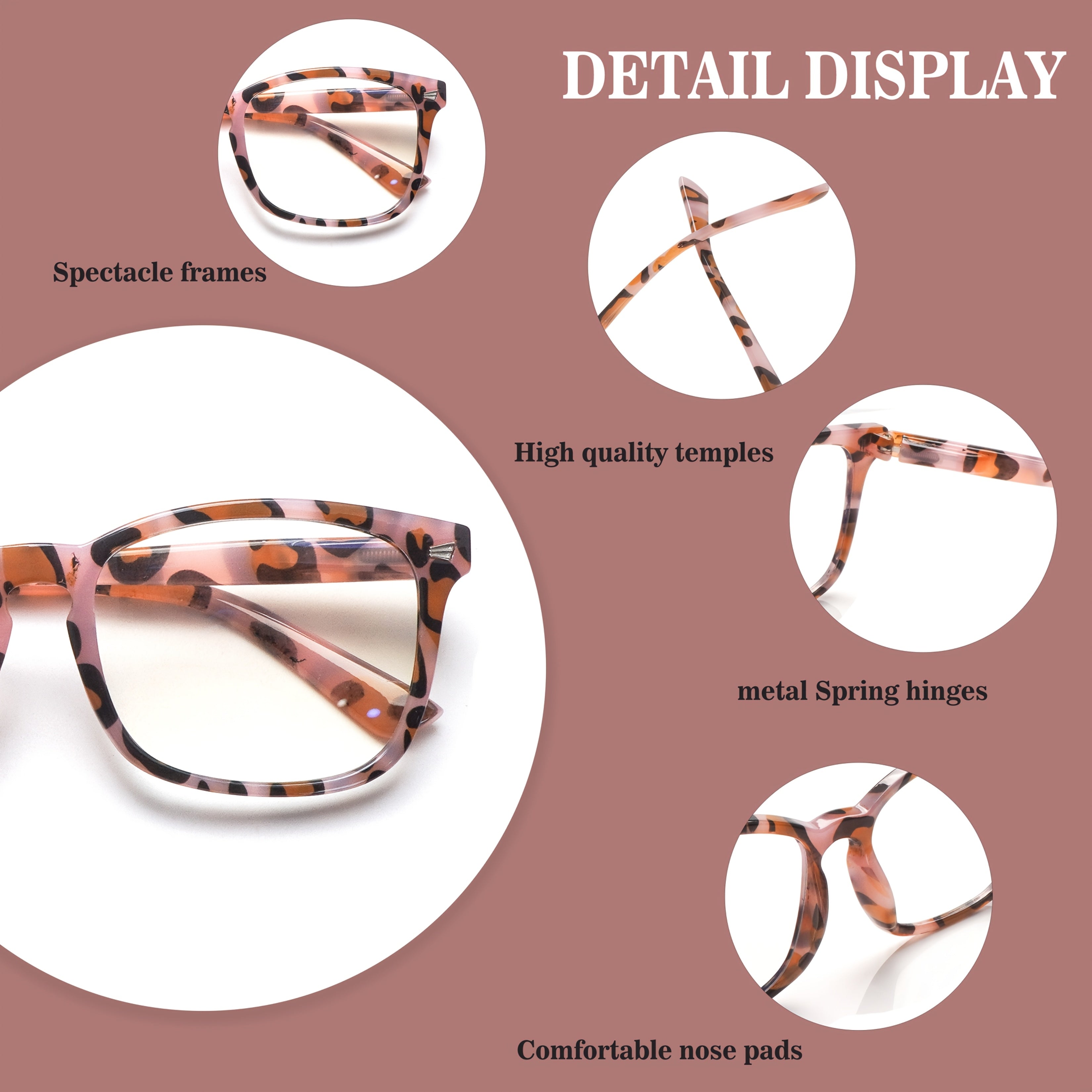 KERECSEN 4 Pairs Of Women's Anti-blue Light Reading Glasses Butterfly Frame Eyeglasses Fashion Print Leopard Print Models Block Blue Light Magnifying Glasses Pink Tortoiseshell 10 Degrees Optional Must Have Suitable for All Face Types, Screen Time
