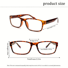 KERECSEN 6 pack classic glasses, spring frame, blue light-blocking lenses, comfortable for both men and women, basic color combinations, rectangular transparent frames, suitable for home use, holiday gifts, Christmas red