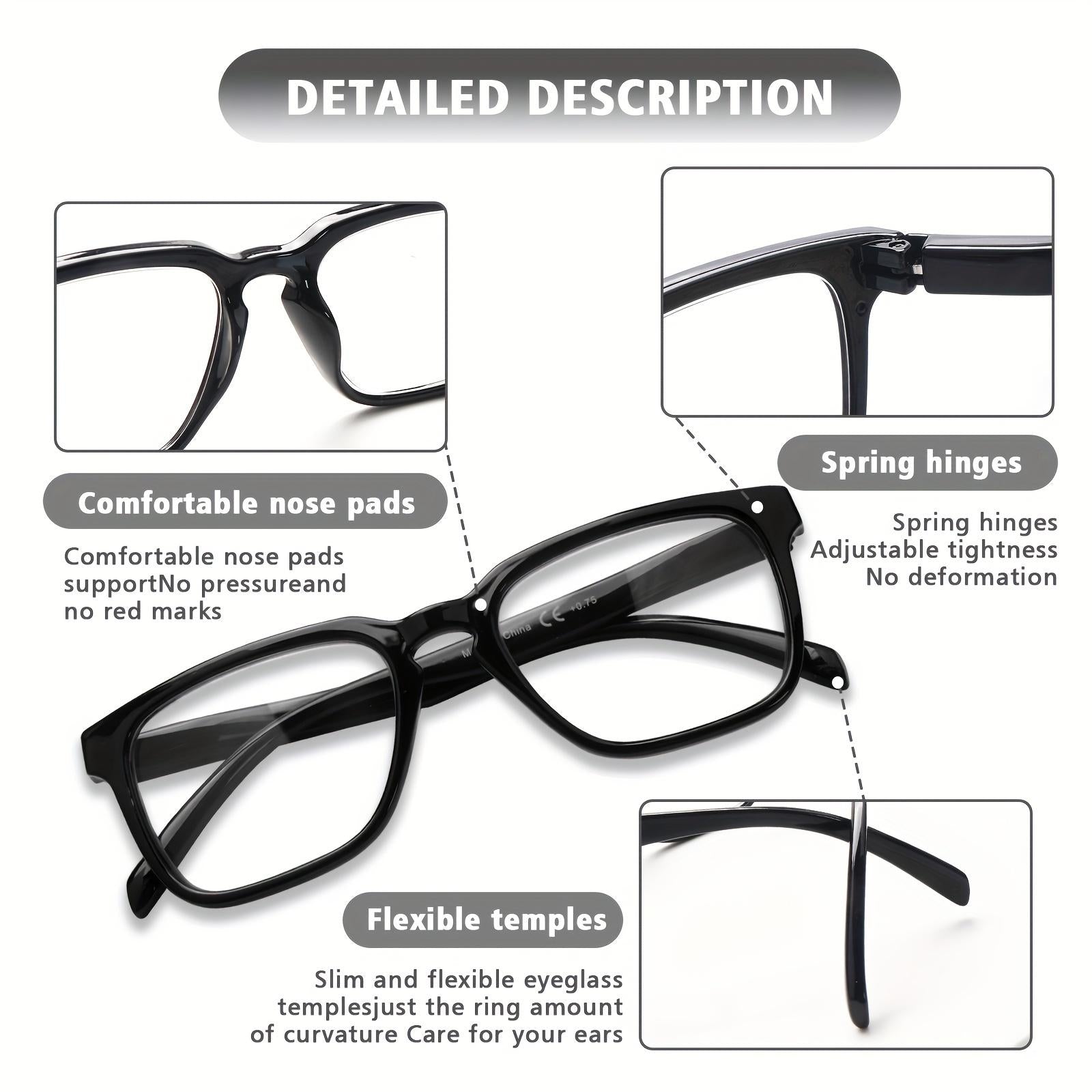 5 Pack Reading Glasses for Women/Men  Anti-Blu-ray Computer Reader Spring Hinge Vintage Eyeglasses