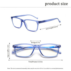 KERECSEN 5 Pack Pack (5pcs) Blue Light Blocking Reading Glasses - Slim Lightweight Clear Square Eyeglasses with Metal Hinges, Suitable for Men & Women, Computer, Tablet, Smartphone - Ideal for Screens & Gifts