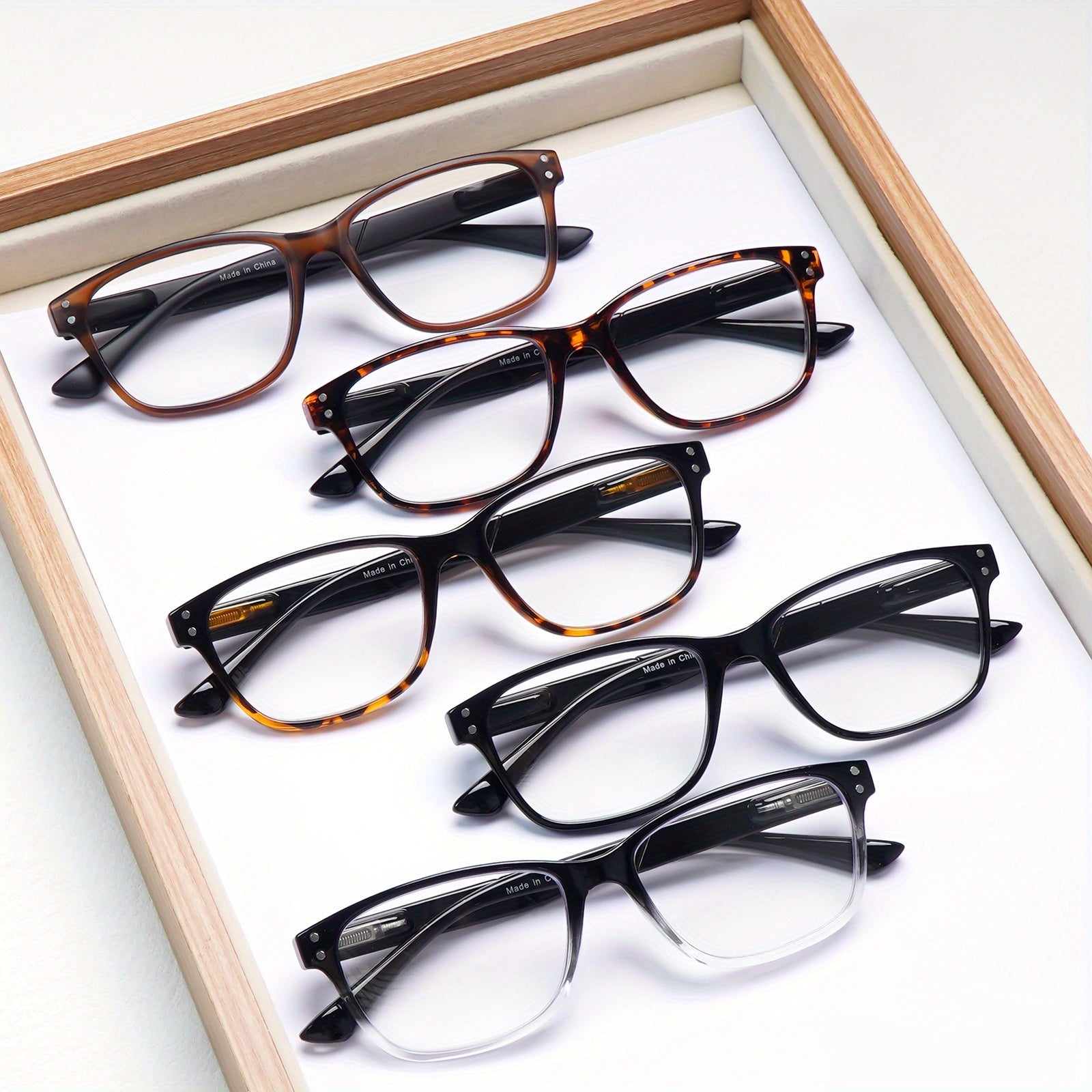 KERECSEN 5pcs Anti-Blue Light Reading Glasses with Gradient Tinted & Adjustable Hinges - Computer Eyeglasses for Eye Strain Relief, Device Use, Compatible for Men & Women