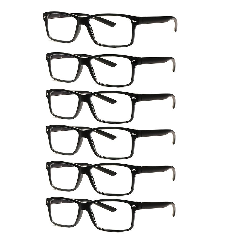 KERECSEN 6pcs Set Of Blue Light Blocking Reading Glasses, Suitable for Both Men And Women, Sturdy Spring Hinges, Lightweight Classic Black Frame, Eye Fatigue, Clear Magnifying Vision, Computer And Daily Use (+1.0 to+5.0)