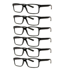 KERECSEN 6pcs Set Of Blue Light Blocking Reading Glasses, Suitable for Both Men And Women, Sturdy Spring Hinges, Lightweight Classic Black Frame, Eye Fatigue, Clear Magnifying Vision, Computer And Daily Use (+1.0 to+5.0)