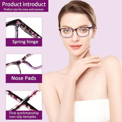 3 Pack Reading Glasses Men and Women Classic Color Matching Anti-Blue Light with Spring Hinge Vintage Eyeglasses