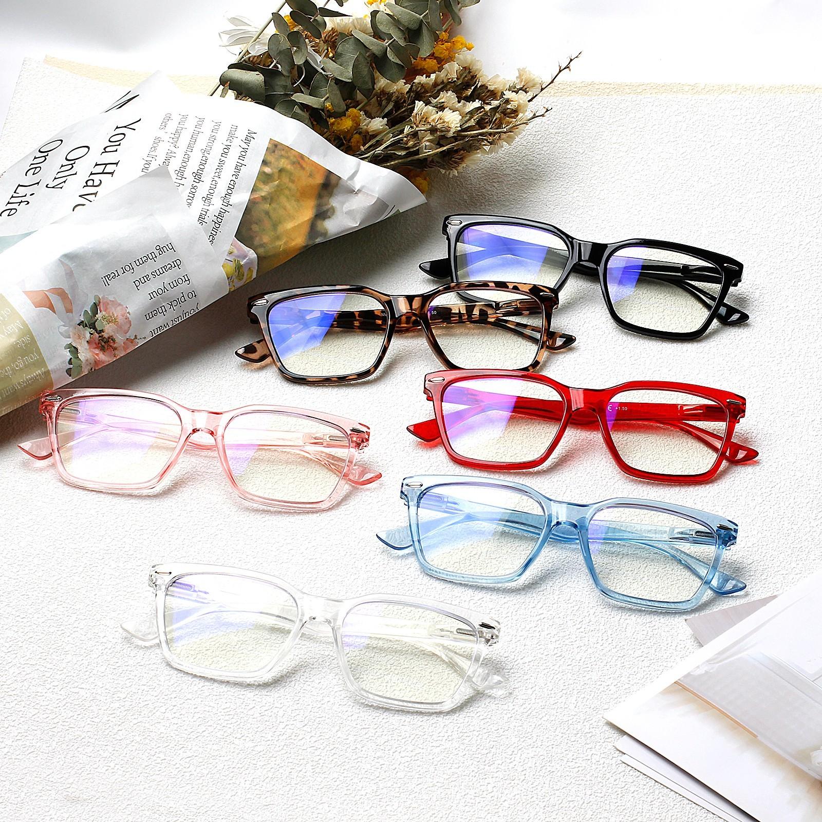 6 Pack Reading Glasses Men Women Spring Hinges Comfortable Glasses for Reading Blue Light Reading Glasses Cheaters Eyeglasses