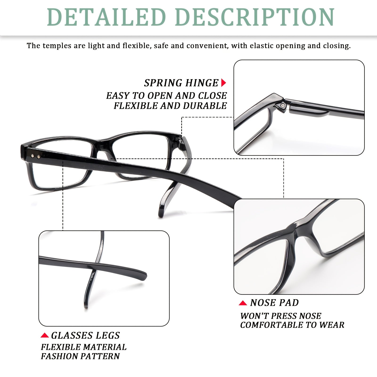 KERECSEN 5 Pack Blue Light Blocking Reading Glasses Suitable for Men & Women with, Anti-Eye Computer Glasses, Spring Hinge Eyewear for Digital Screens, Tablet & Smartphone Use, Narrow Frame for Computer Readers (Gift Ready)