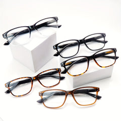 KERECSEN 5pcs Anti-Blue Light Reading Glasses with Gradient Tinted & Adjustable Hinges - Computer Eyeglasses for Eye Strain Relief, Device Use, Compatible for Men & Women