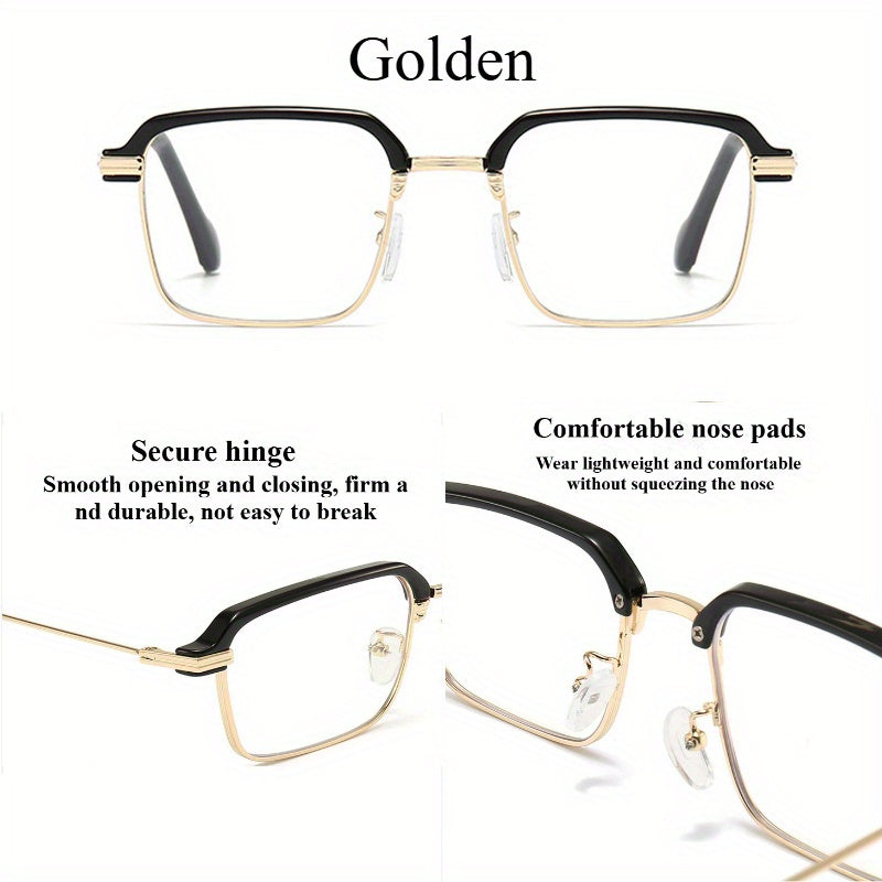 KERECSEN 2pcs Business Fashion Ultra-Light Metal Square Full-Frame Photochromic Men And Women, High-Definition Magnifying +1.0 to +4.0