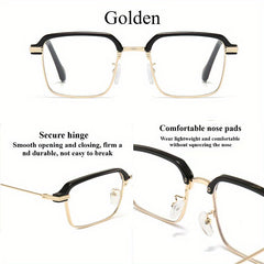 KERECSEN 2pcs Business Fashion Ultra-Light Metal Square Full-Frame Photochromic Men And Women, High-Definition Magnifying +1.0 to +4.0