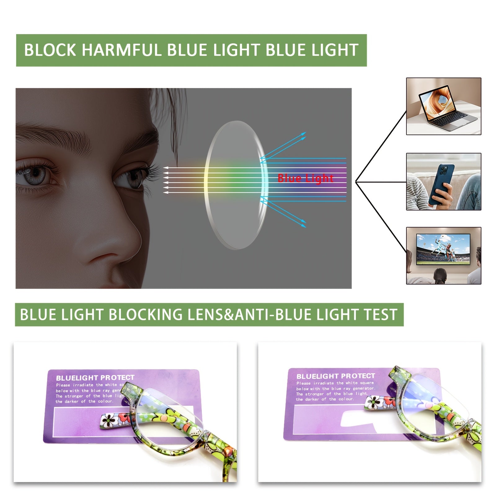 KERECSEN 4-Pair Set of Blue Light Blocking Reading Glasses Semi-Rimless Lightweight Computer/Phone Readers Effectively Blocks Blue Light Damage Unisex Design with Metal Spring Hinges Christmas Gift +1.25 +2.25