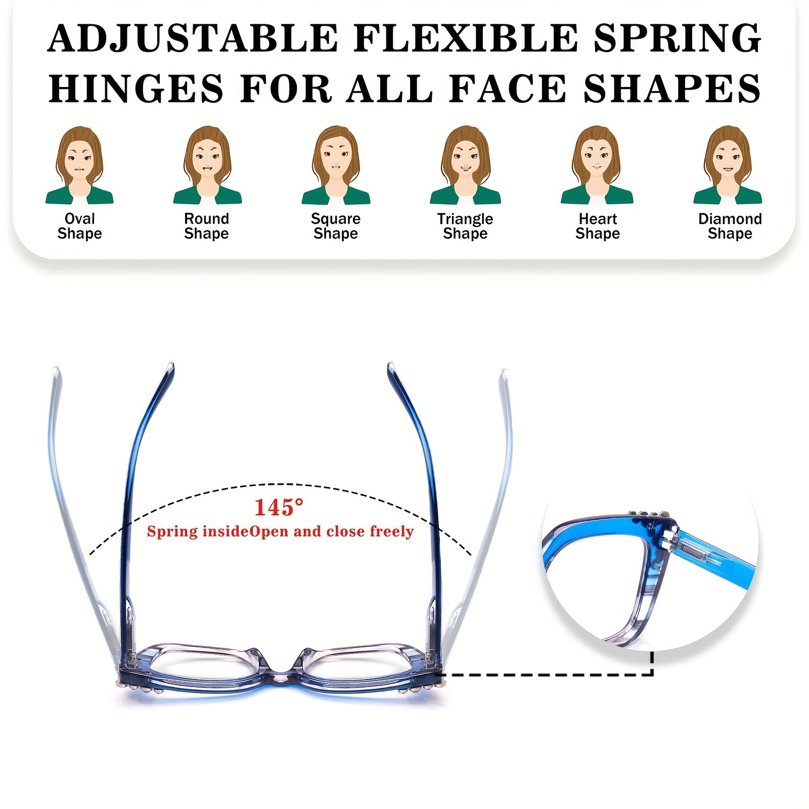KERECSEN Blue Light Blocking Reading Glasses With Diamond and Cat-Eye Design Oprah Style,Anti-blue Light, Functions Visual Fatigue, Provide Clear Vision, Equipped With Spring Hinges, Fashionable For Women
