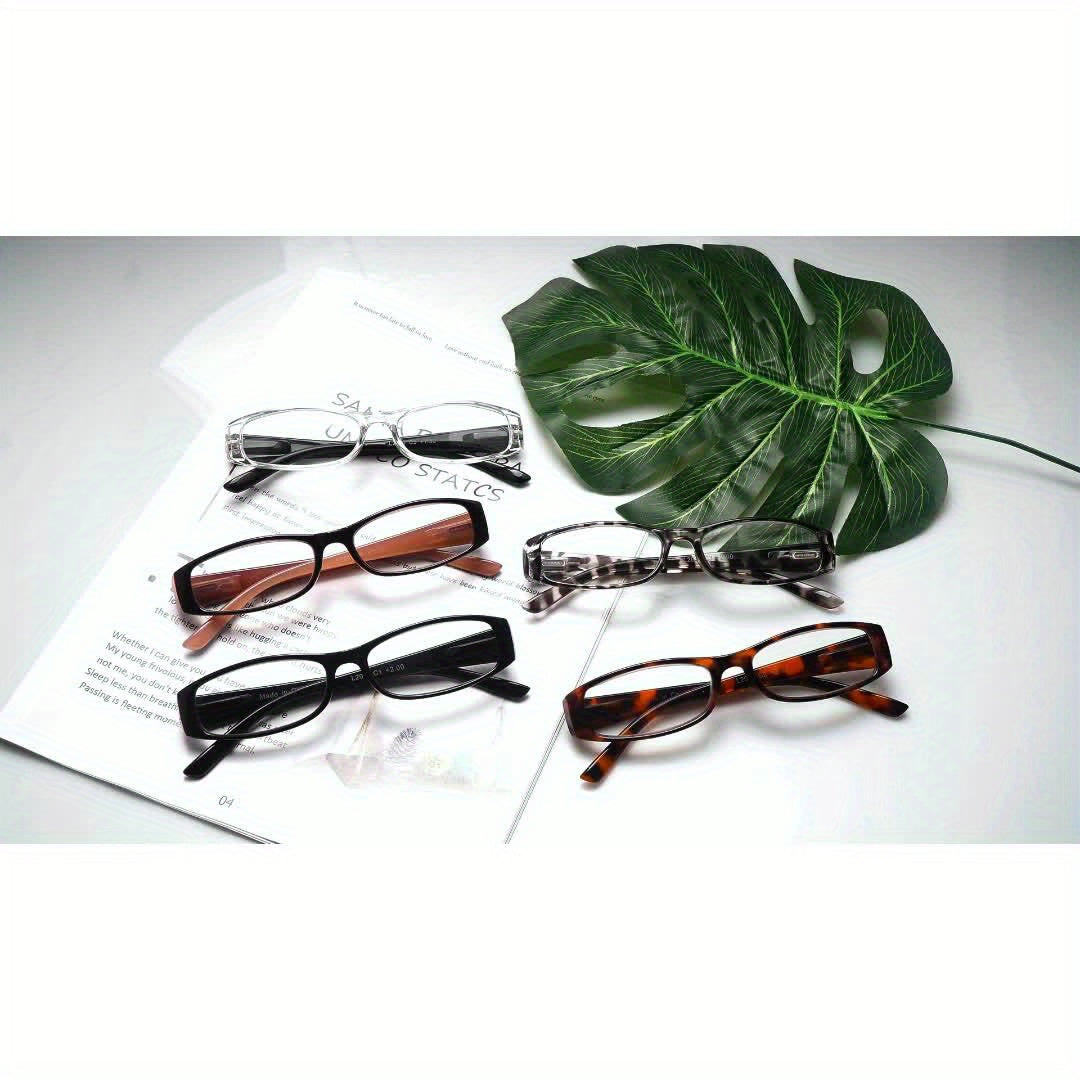 KERECSEN 5pcs Reading Glasses for Women Delicate Narrow Frames Anti-Blue Light Lenses Blue-Light Blocking Computer Readers Rectangle Frame with Spring Hinges Lightweight And Fashionable Eyeglasses Value Eyewear Set