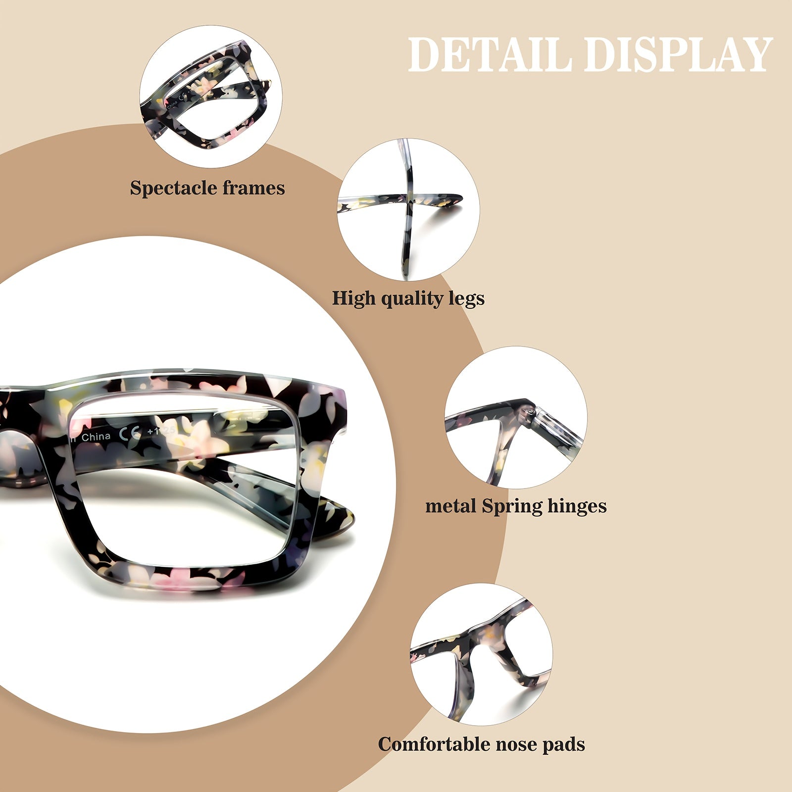 KERECSEN 4 Pairs of Women'S Reading Glasses Oprah Style Presbyterian Glasses Computer Phone Reader Anti Blue Light Blocking Blue Light Damage to Eyes Elegant Metal Spring Hinges Birthday Gift Holiday Gift for Girls +225 Degree +400 Degree
