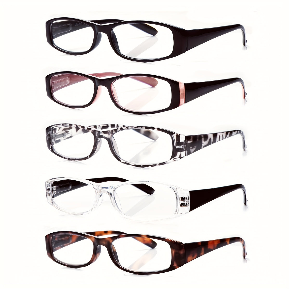 KERECSEN 5pcs Reading Glasses for Women Delicate Narrow Frames Anti-Blue Light Lenses Blue-Light Blocking Computer Readers Rectangle Frame with Spring Hinges Lightweight And Fashionable Eyeglasses Value Eyewear Set