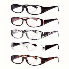 KERECSEN 5pcs Reading Glasses for Women Delicate Narrow Frames Anti-Blue Light Lenses Blue-Light Blocking Computer Readers Rectangle Frame with Spring Hinges Lightweight And Fashionable Eyeglasses Value Eyewear Set