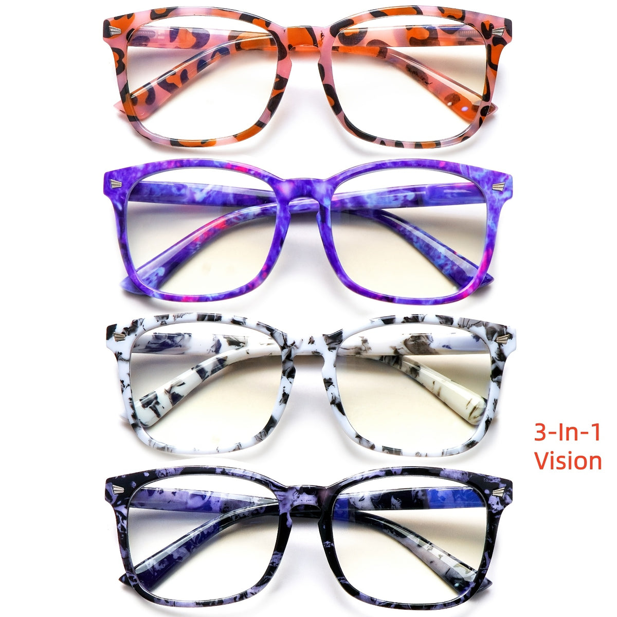 KERECSEN 4 Pairs Of Women's Anti-blue Light Reading Glasses Butterfly Frame Eyeglasses Fashion Print Leopard Print Models Block Blue Light Magnifying Glasses Pink Tortoiseshell 10 Degrees Optional Must Have Suitable for All Face Types, Screen Time