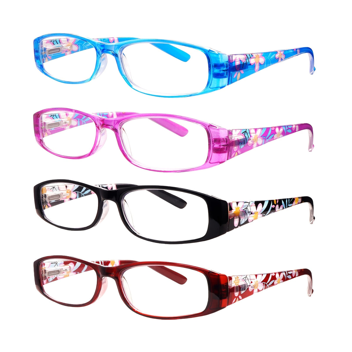 KERECSEN New Anti-blue Light Reading Glasses For Women Computer Readers With Spring Hinges Rectangular Frame With Fashionable Floral Print Lightweight Anti-Blue Light Reading Glasses For Looking At Cell Phones And Computers, Reading.