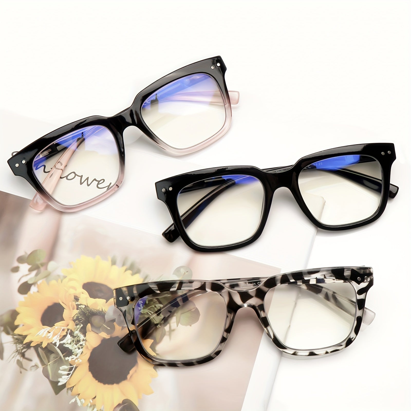 KERECSEN A Set of Six Fashionable And Lightweight Reading Glasses That Block Blue Light, Featuring Spring Hinges And a Large Frame Design. This Portable Pack Comes in Six Colors And Is Suitable for Both Men And Women