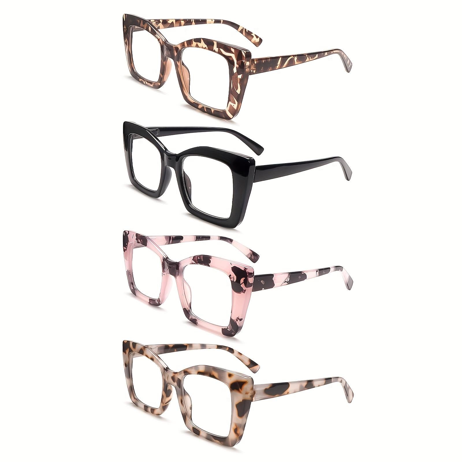 4 Pack Cat Eye Frames Women's Reading GlassesComputer and Cell Phone Readers Anti-Blue Light BlockingProtects Eyes from Blue Light Spring Hinges