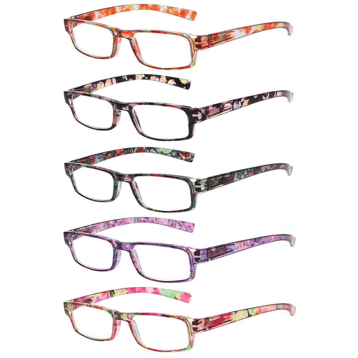 5 Pack Reading Glasses Women's Fashion Printed Pattern Frame Readers 062