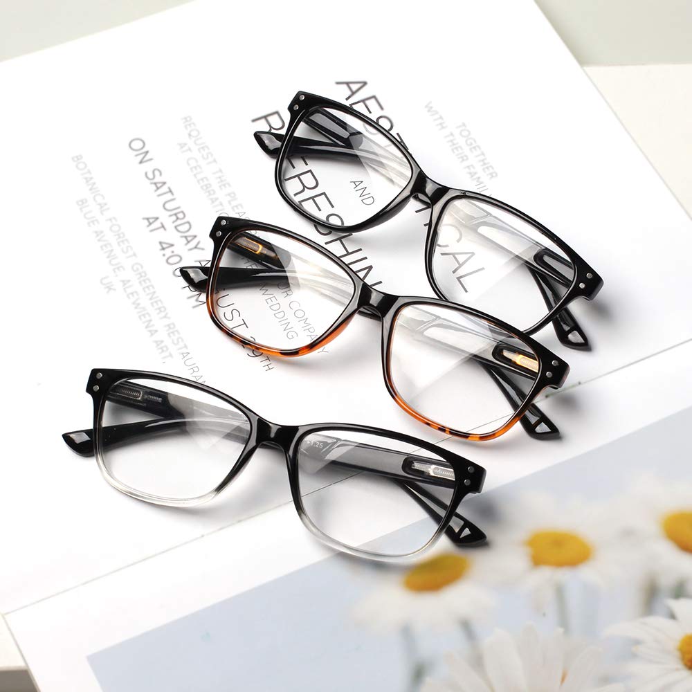 KERECSEN 5 Pack Reading Glasses Men Women Spring Hinges HD Lenses Comfortable Reading Glasses 165 5C