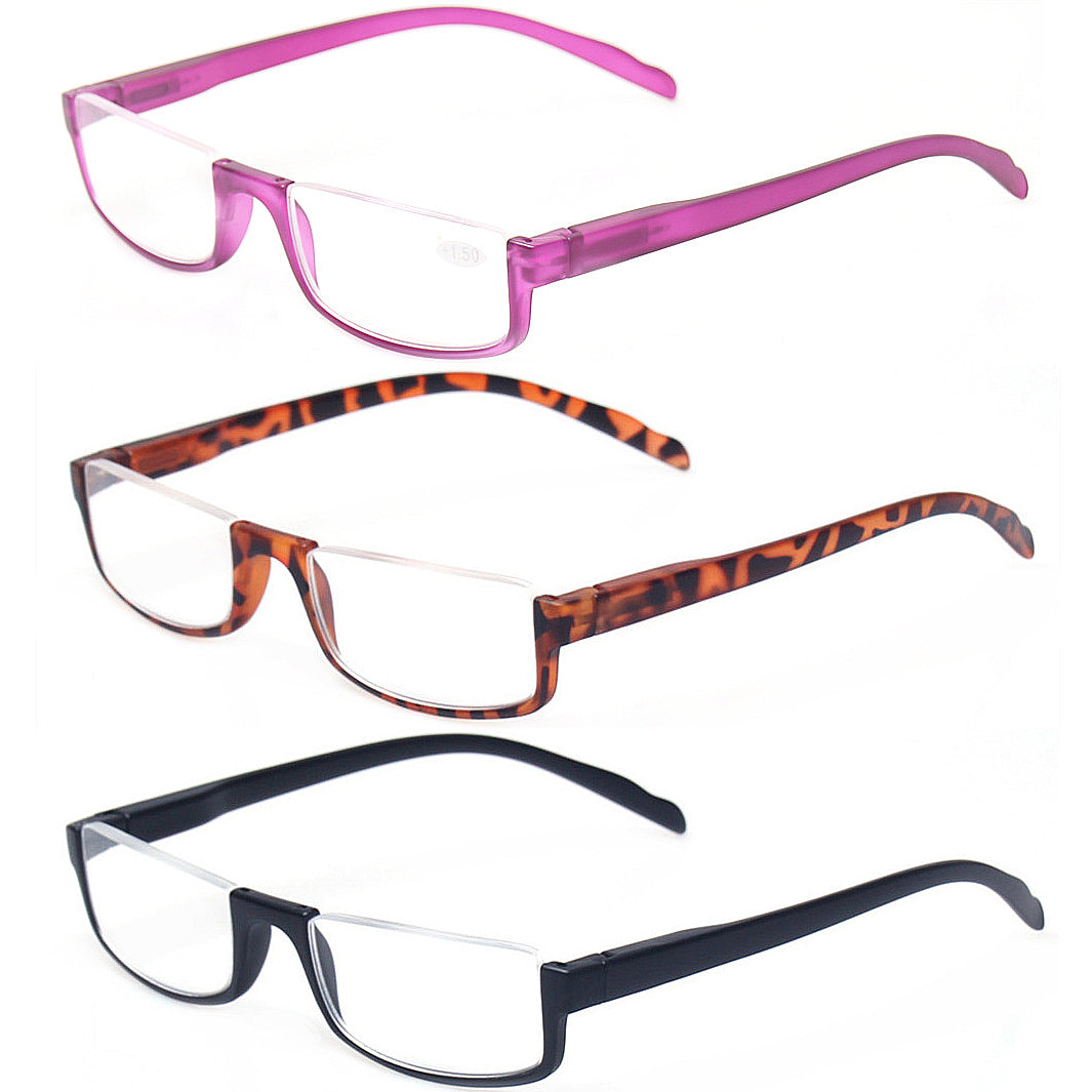KERECSEN 3 Pack Semi-Rimless Reading Glasses Unisex 078 - kerecsen