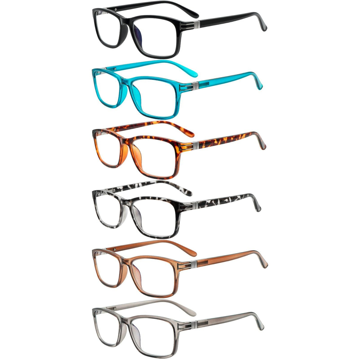 KERECSEN 6 Pack Rectangle Blue Light Blocking Computer Glasses Unisex FLG361 - kerecsen