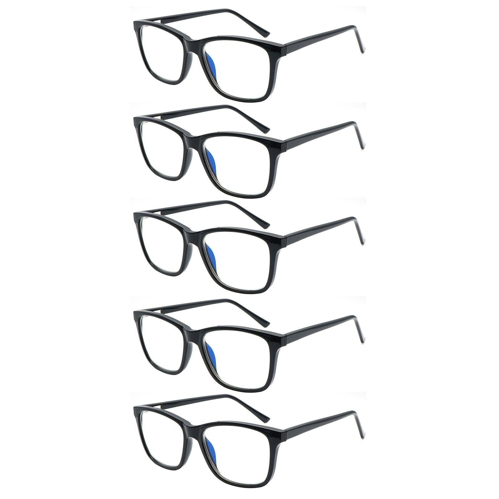 KERECSEN 5 Pack Large Rectangular Frame Blue Light Blocking Computer Glasses Unisex FLG322 - kerecsen