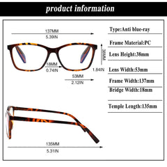 KERECSEN 5 Pack Rectangle Reading Glasses Unisex 273-2 - kerecsen