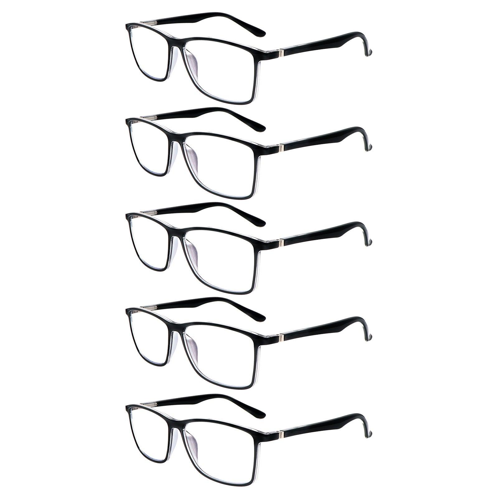 KERECSEN 5 Pack Large Rectangle Blue Light Blocking Computer Glasses Unisex FLG358 - kerecsen