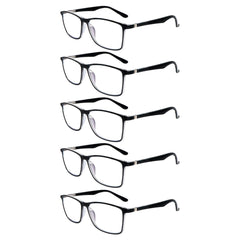 KERECSEN 5 Pack Large Rectangle Blue Light Blocking Computer Glasses Unisex FLG358 - kerecsen