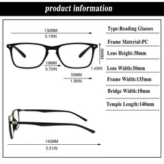 KERECSEN 6 Pack Rectangle Blue Light Blocking Computer Glasses Unisex FLG205 - kerecsen