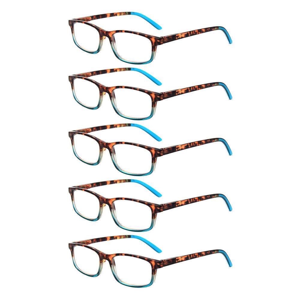 KERECSEN 5 Pack Rectangle Reading Glasses Unisex 111 - kerecsen