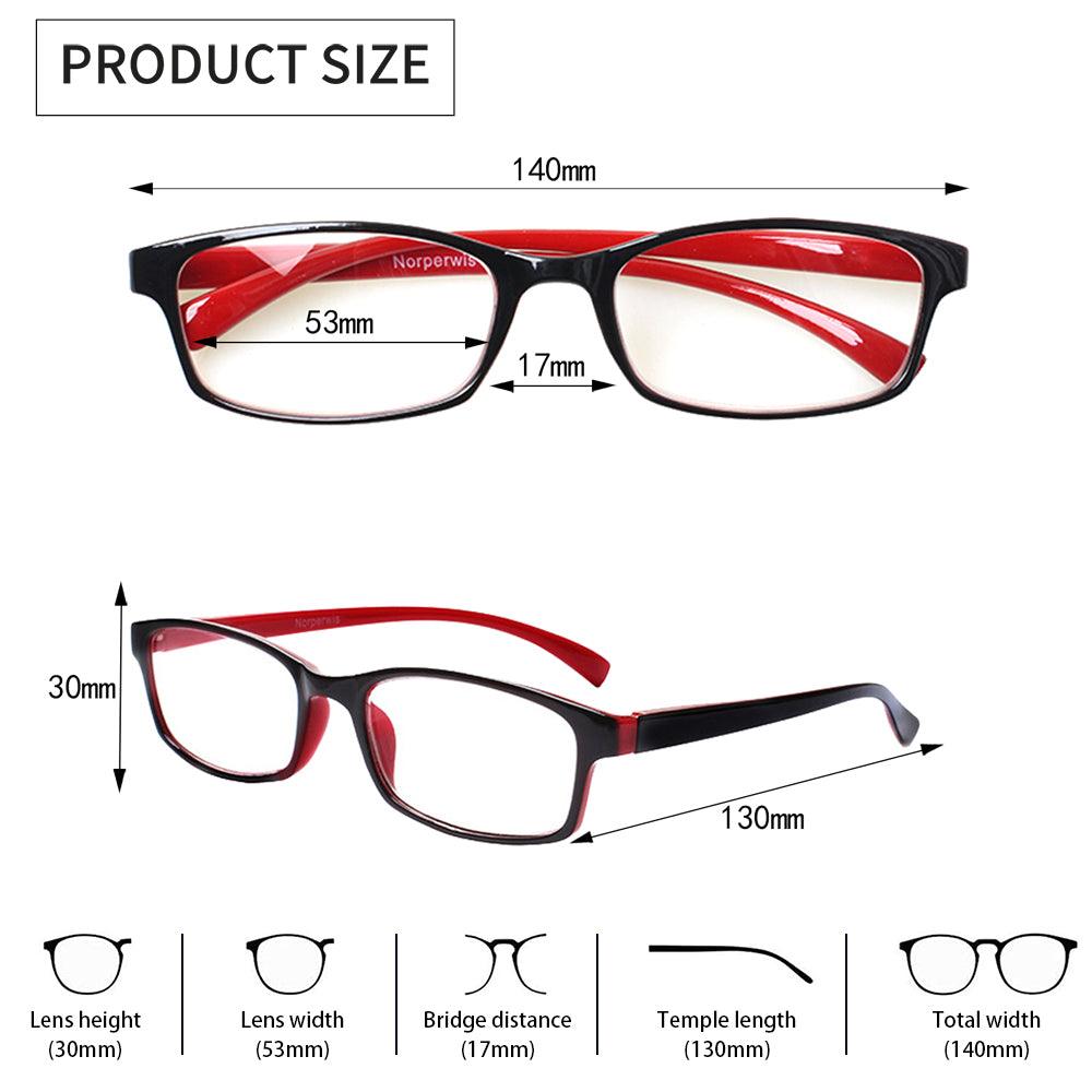 KERECSEN 5 Pack Rectangle Reading Glesses Unisex 177 - kerecsen