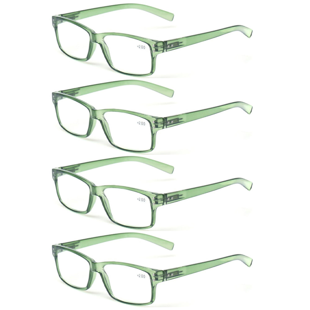 KERECSEN 4 Pack Rectangle Reading Glasses Unisex 032 - kerecsen