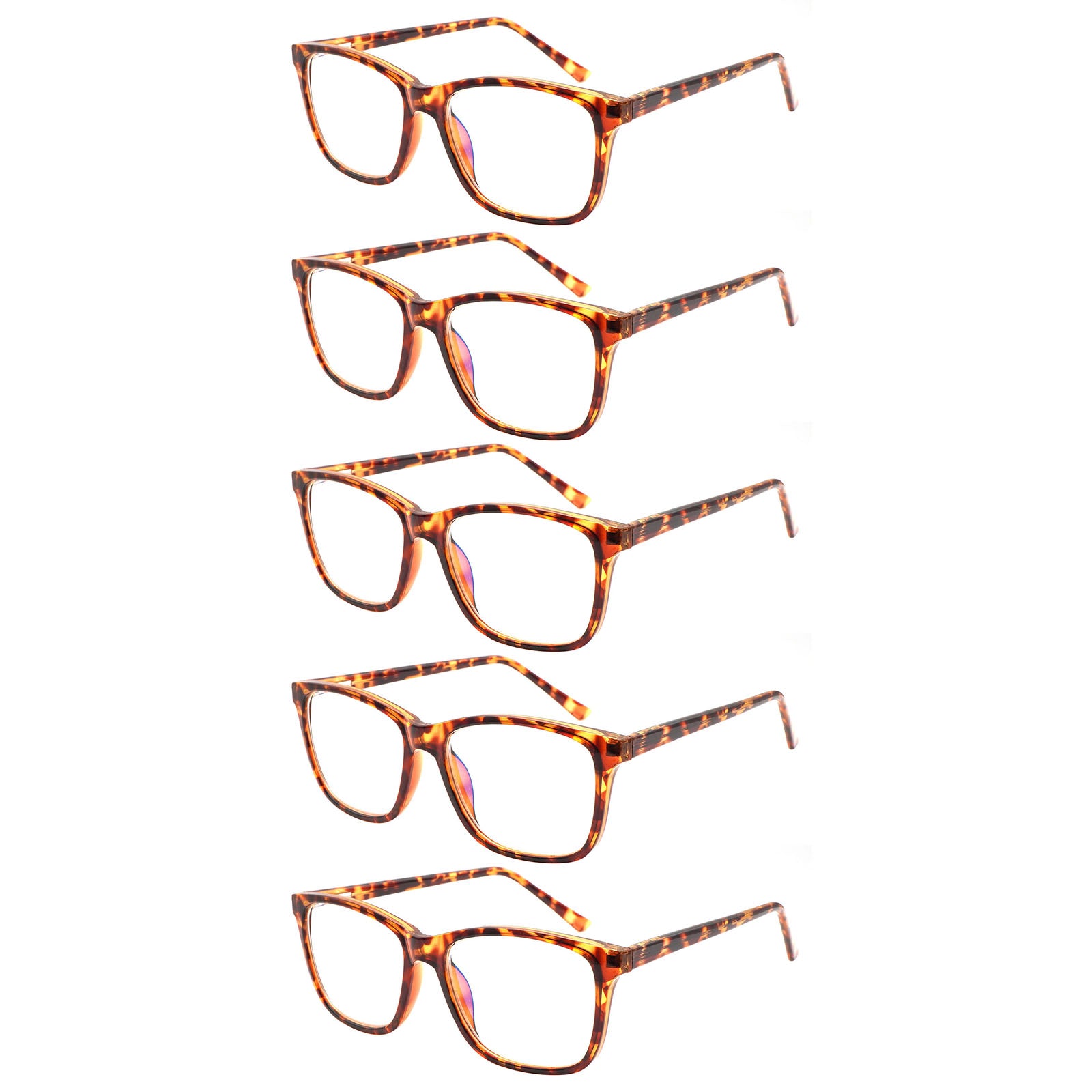 KERECSEN 5 Pack Large Rectangular Frame Blue Light Blocking Computer Glasses Unisex FLG322 - kerecsen