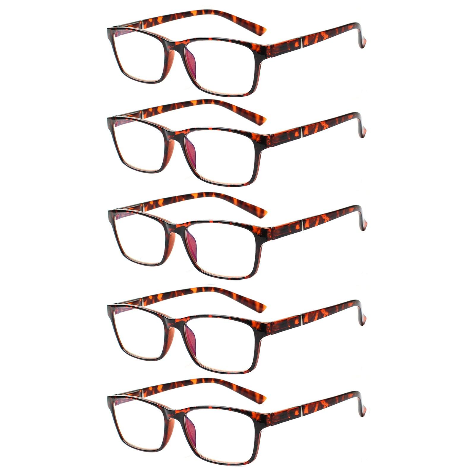 KERECSEN 5 Pack Rectangle Blue Light Blocking Computer Glasses Unisex FLG9402 - kerecsen