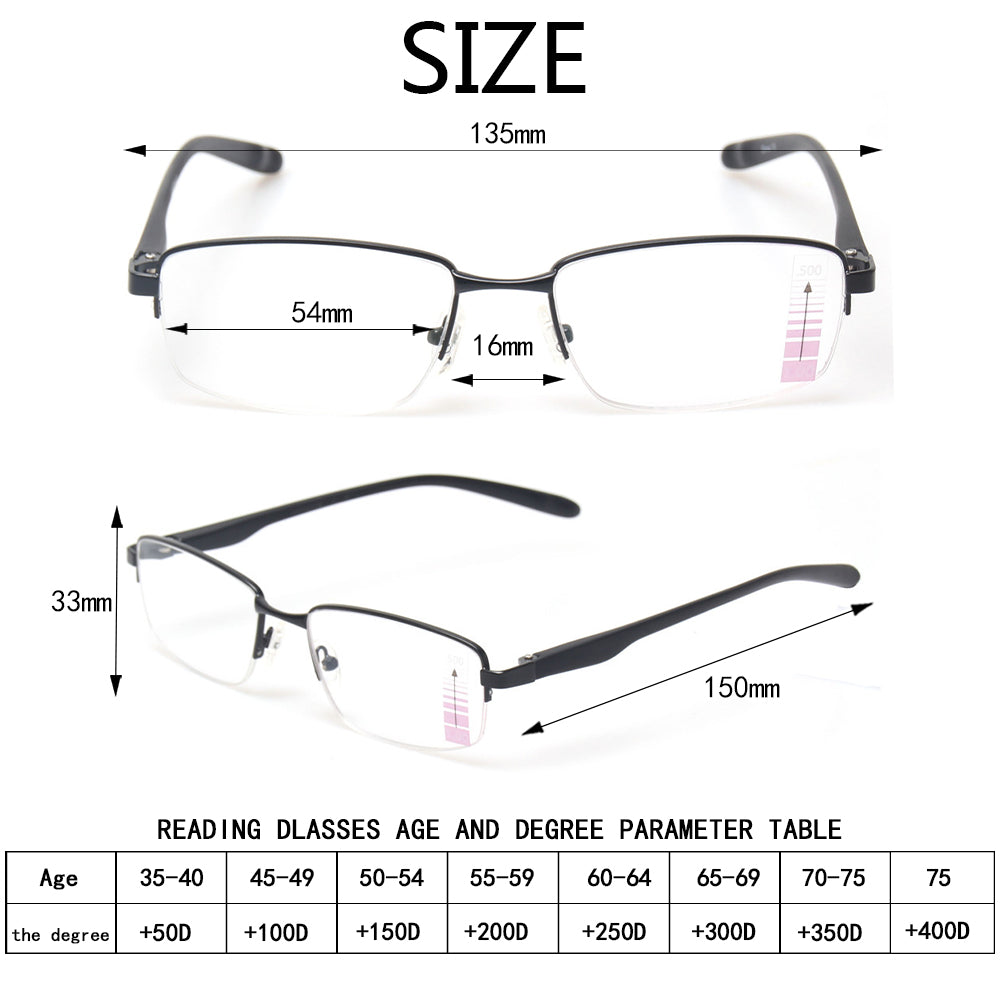 KERECSEN Metal Frame Multifocal Glasses Unisex DJD402 - kerecsen