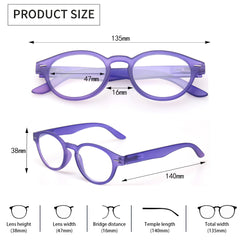 KERECSEN 4 Pack Round Frame Solid Color Reading Glasses Unisex 091 - kerecsen