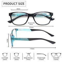 KERECSEN 5 Pack Rectangle Stripe Reading Glasses Unisex 165 - kerecsen