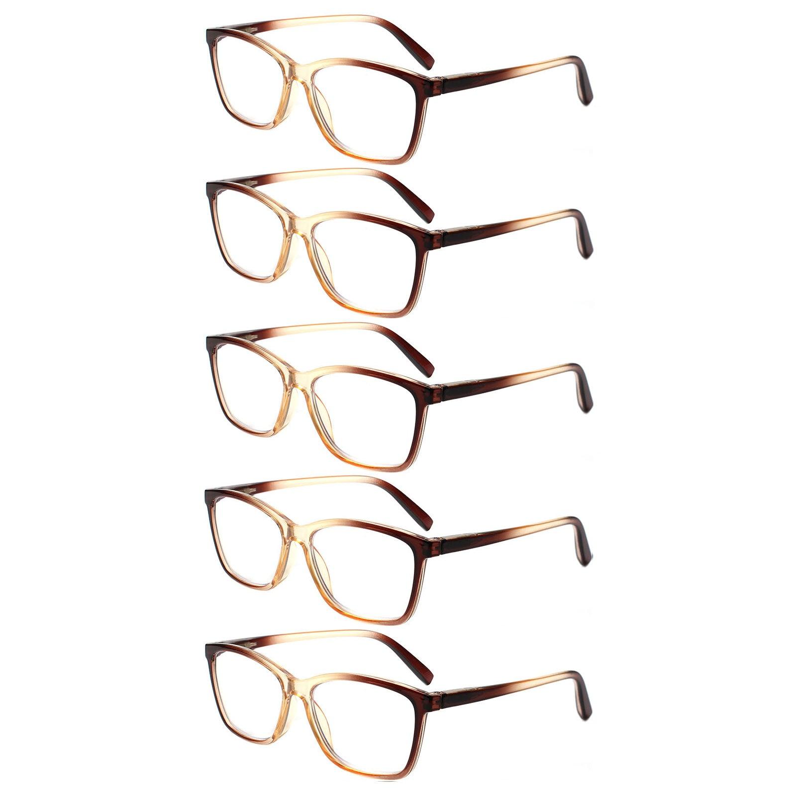 KERECSEN 5 Pack Rectangle Reading Glasses Unisex 273-2 - kerecsen