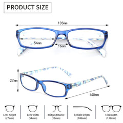 KERECSEN 5 Pack Rectangle Color Matching Reading Glasses Unisex 069 - kerecsen