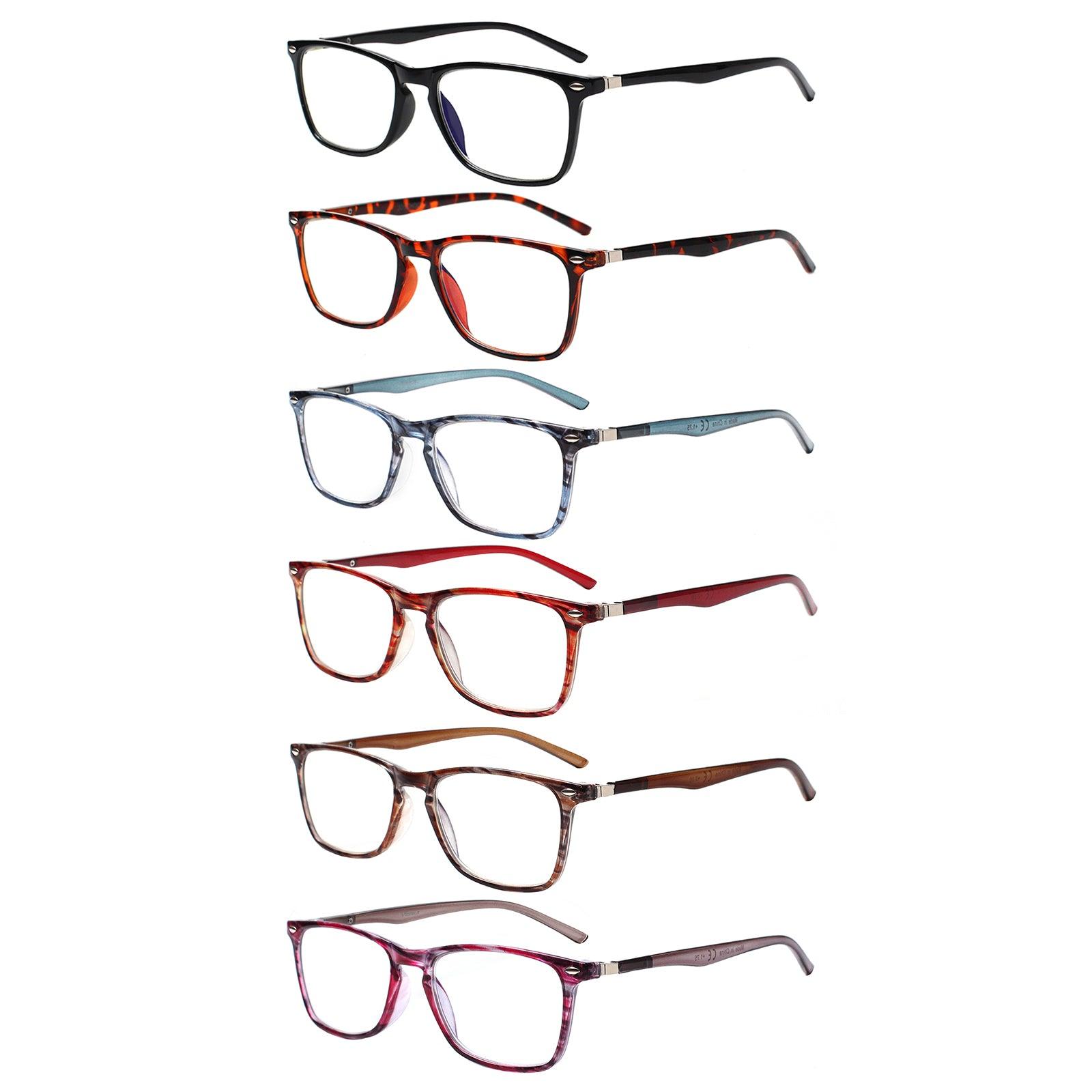 KERECSEN 6 Pack Rectangle Blue Light Blocking Computer Glasses Unisex FLG205 - kerecsen