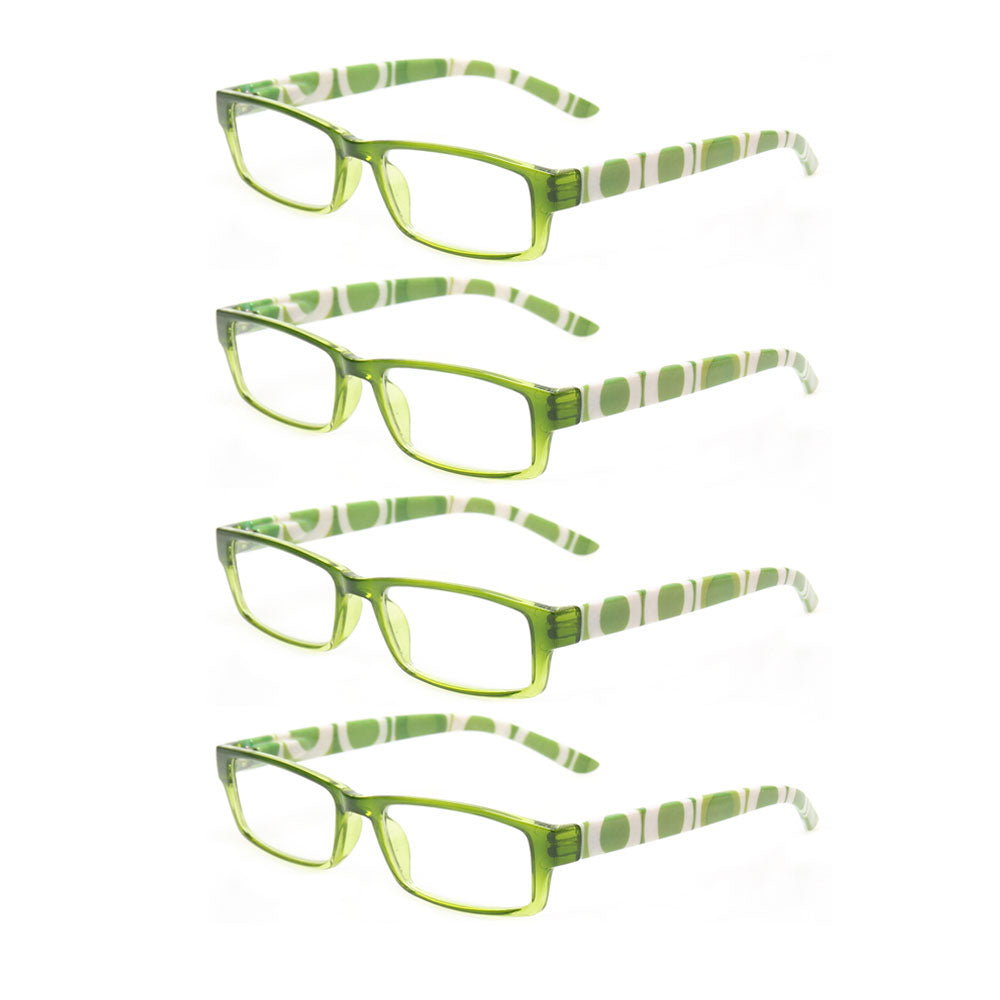 KERECSEN 4 Pack Rectangle Demi Reading Glasses Unisex 023 - kerecsen