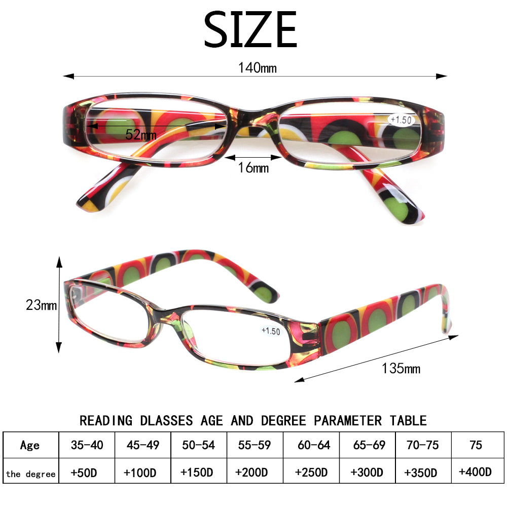 KERECSEN 5 Pack Rectangle Reading Glasses Women 109-1 - kerecsen