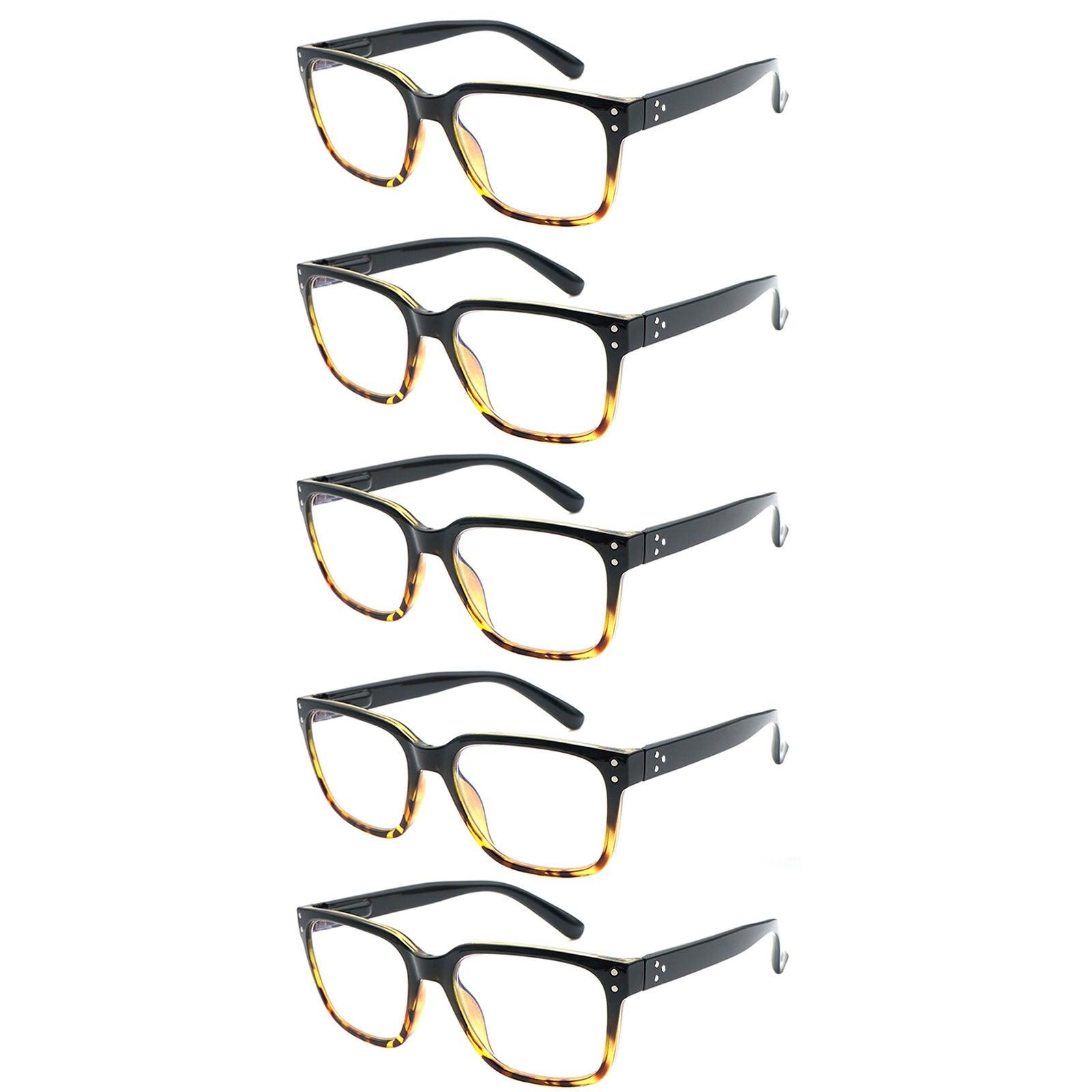 KERECSEN 5 Pack Rectangle Blue Light Blocking Computer Glasses Unisex FLG262 - kerecsen