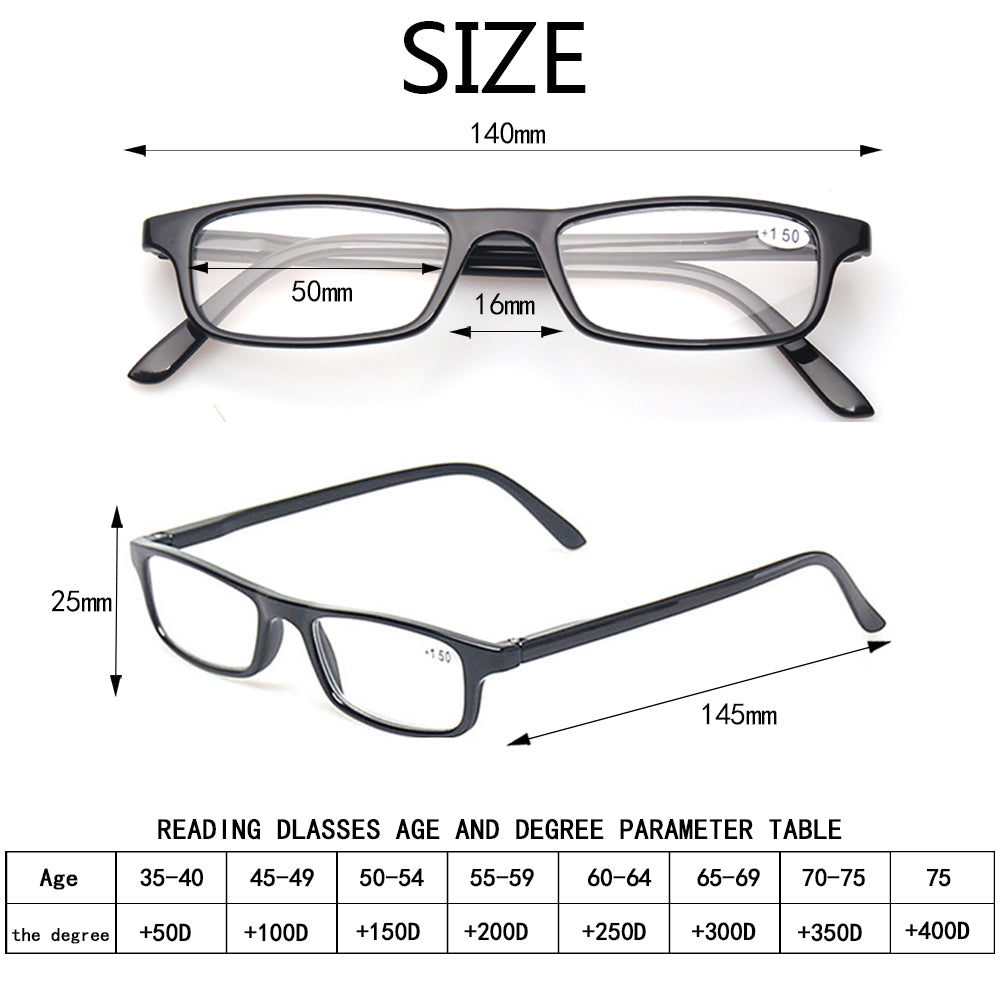 KERECSEN 3 Pack Rectangle Reading Glasses Unisex 064 - kerecsen