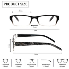 KERECSEN 4 Pack Rectangle Reading Glasses Unisex 150 - kerecsen