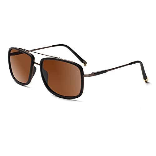 SUNVOES Square Aviator Polarized Sunglasses for Men and Women UV400 Protection Sunglasses Metal Sun Glasses