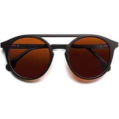 KERECSEN Retro Round Polarized Aviator Sunglasses Womens Mens Vintage Double Bridge Sun Glasses